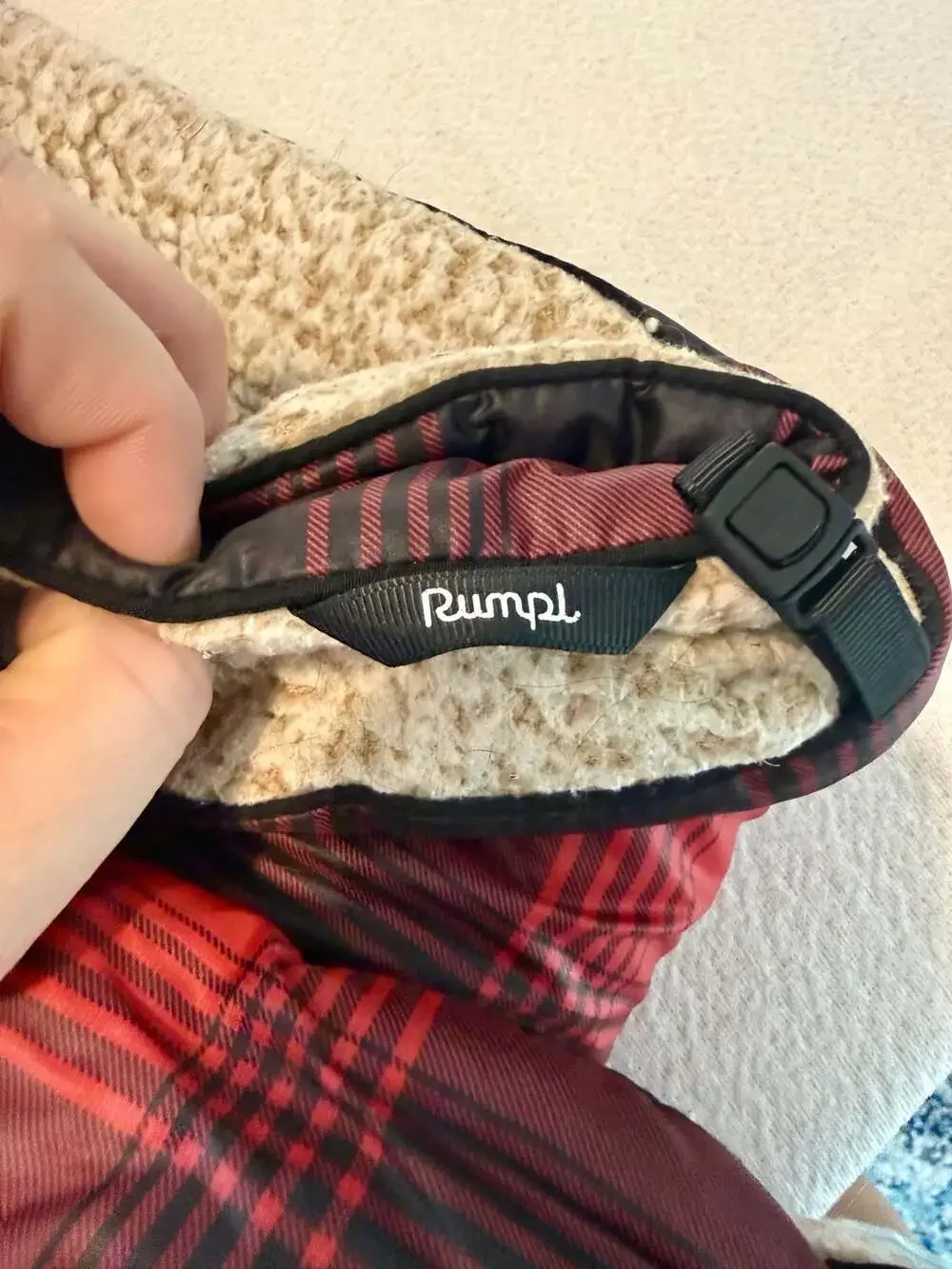 Rumpl Puffy Sherpa Fleece Reversible Travel Blanket in Red and Black